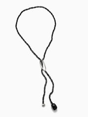 Agmes Annaya Lariat Necklace in Black Onyx