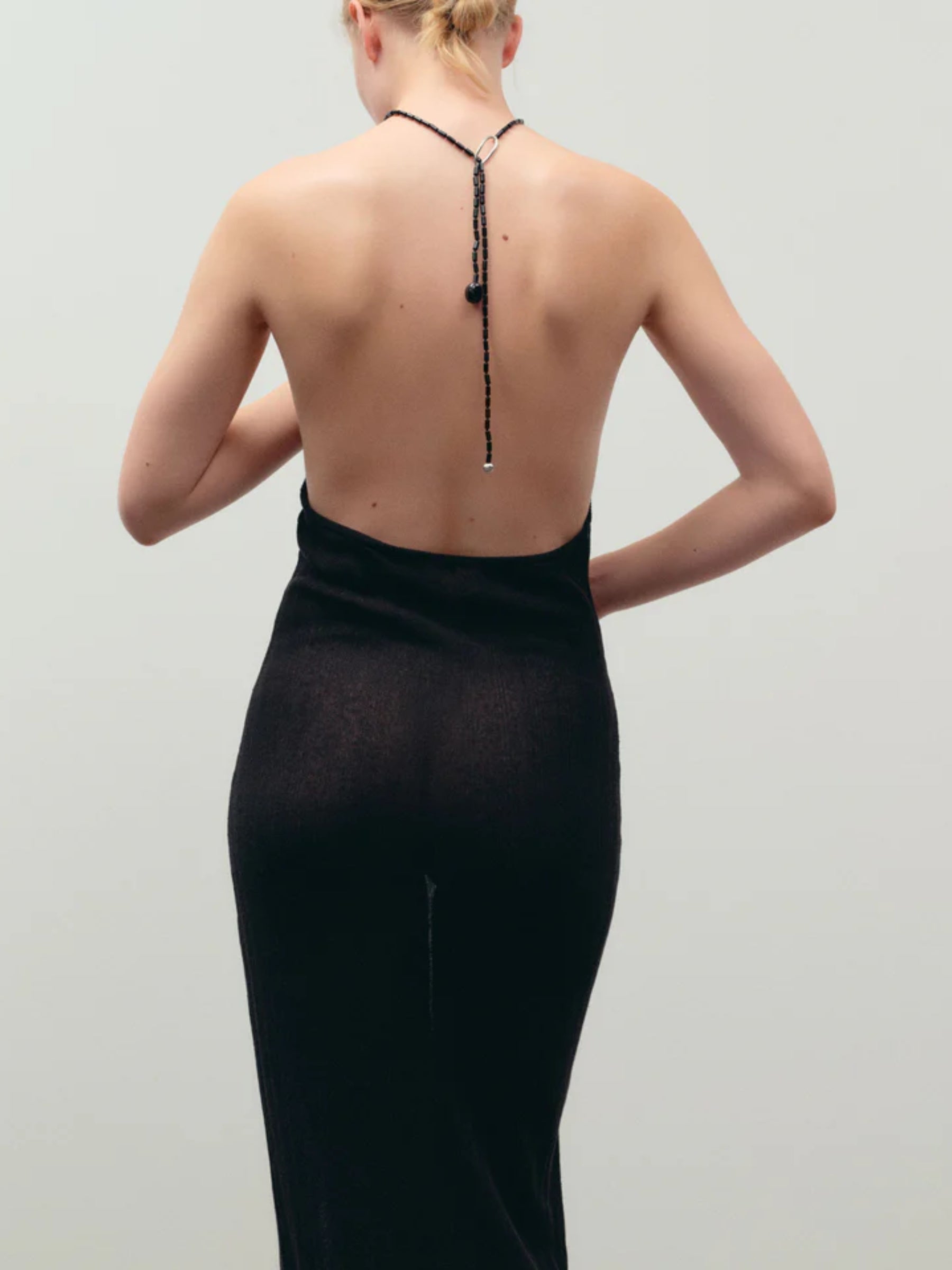 Agmes Annaya Lariat Necklace in Black Onyx