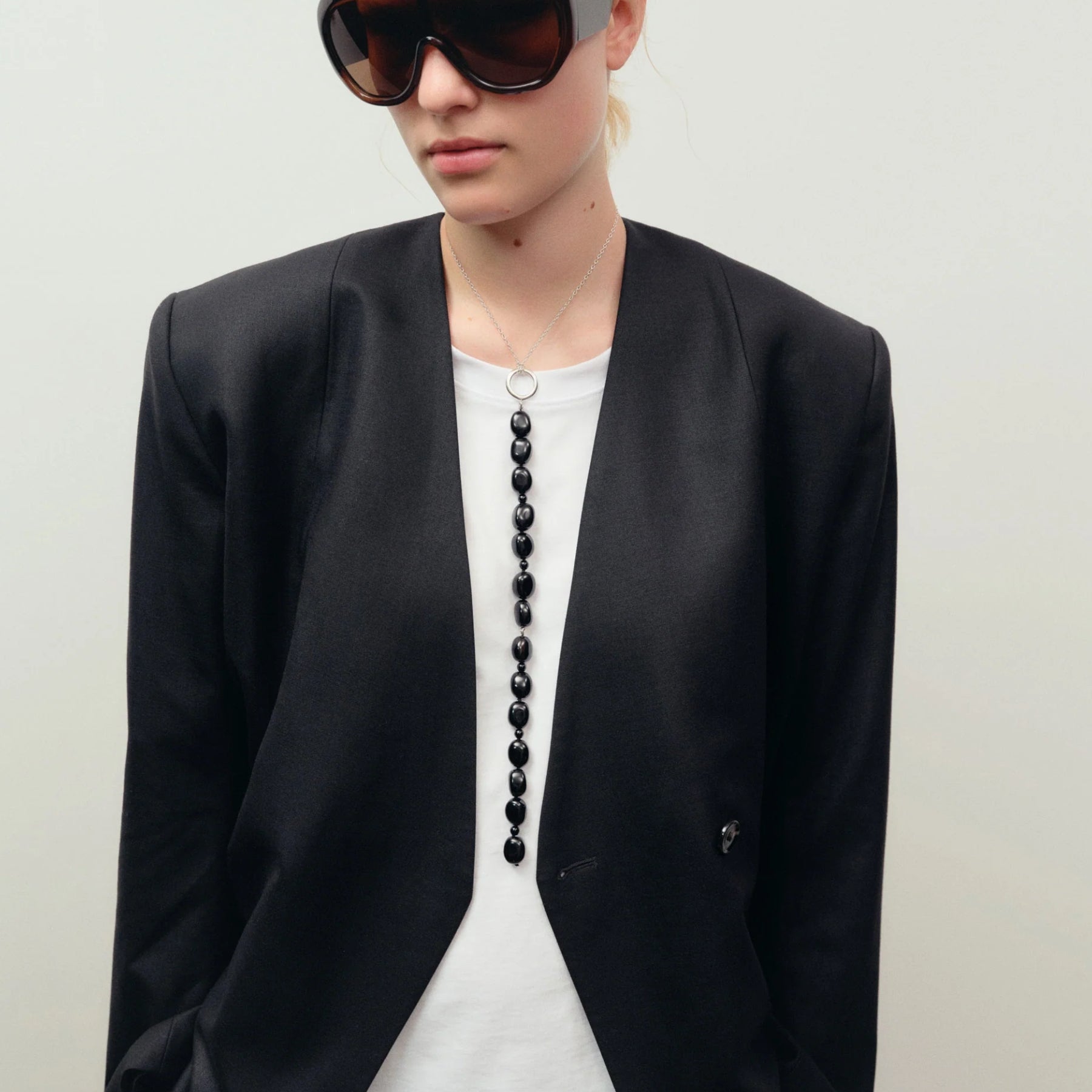 Agmes Long Selma Pendant in Black Onyx