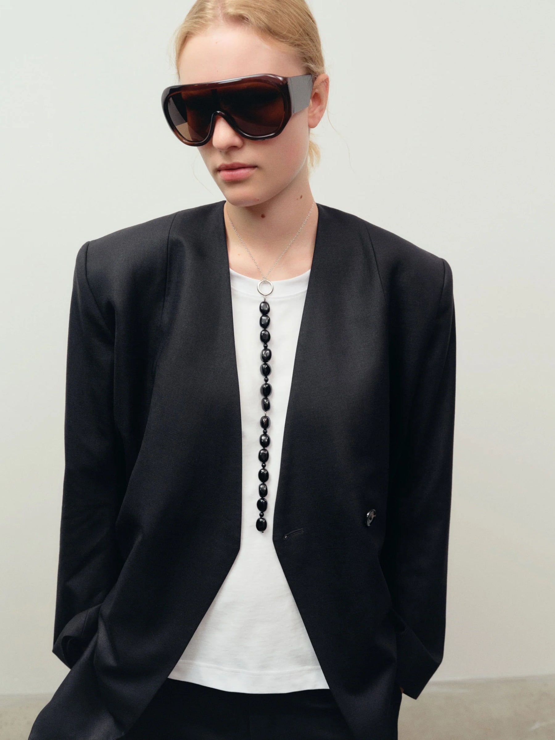 Agmes Long Selma Pendant in Black Onyx