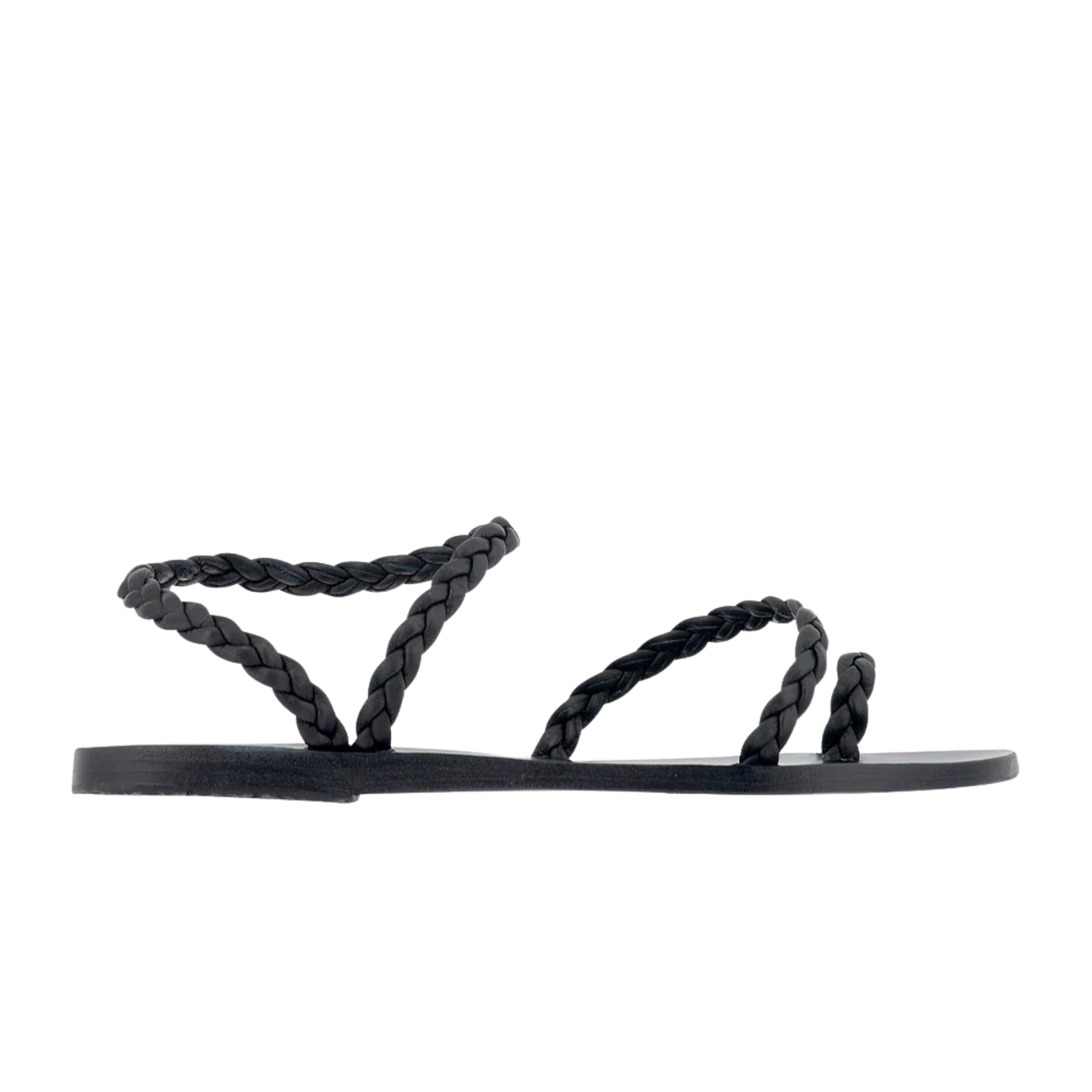 Ancient Greek Sandals Black Braided Eleftheria Sandal