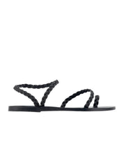 Ancient Greek Sandals Black Braided Eleftheria Sandal