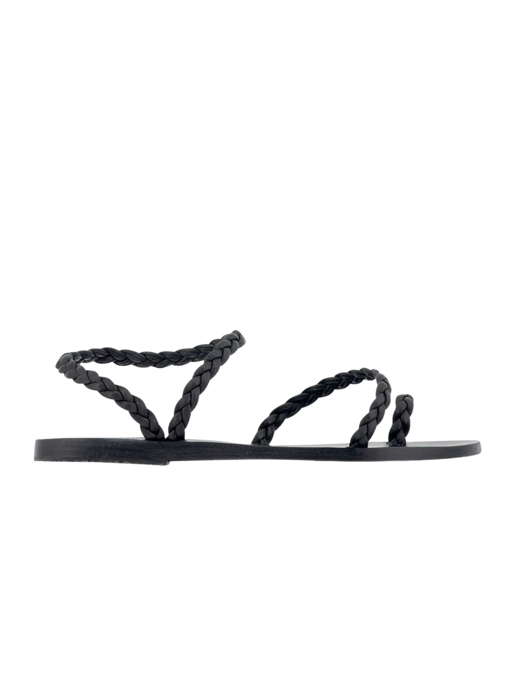 Ancient Greek Sandals Black Braided Eleftheria Sandal