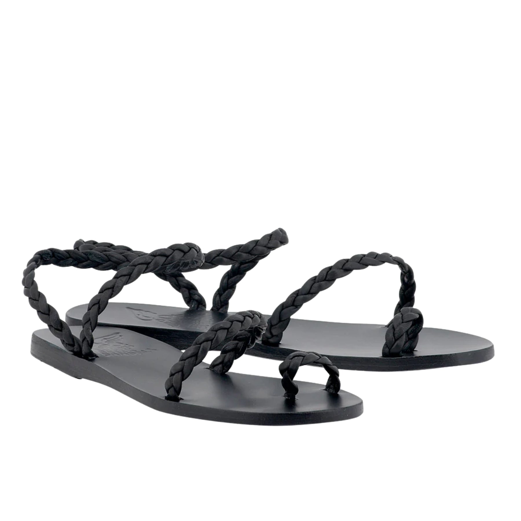 Ancient Greek Sandals Black Braided Eleftheria Sandal