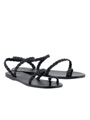 Ancient Greek Sandals Black Braided Eleftheria Sandal