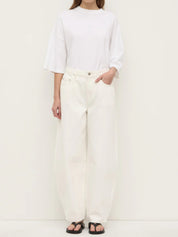 Assembly Label High Rise Barrel Jean in White
