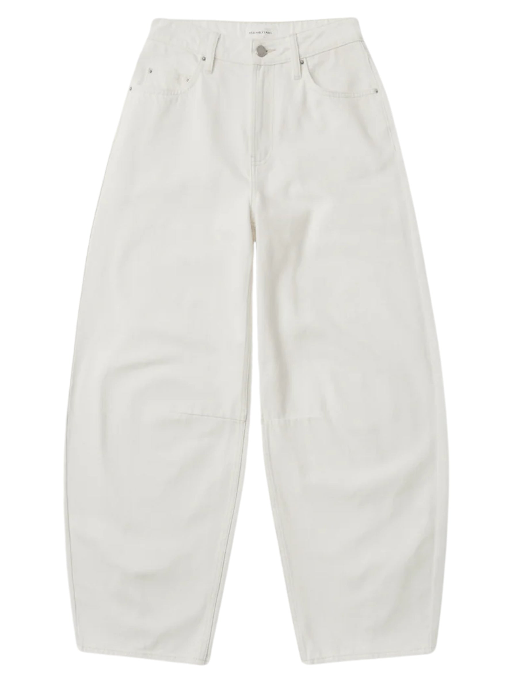 Assembly Label High Rise Barrel Jean in White
