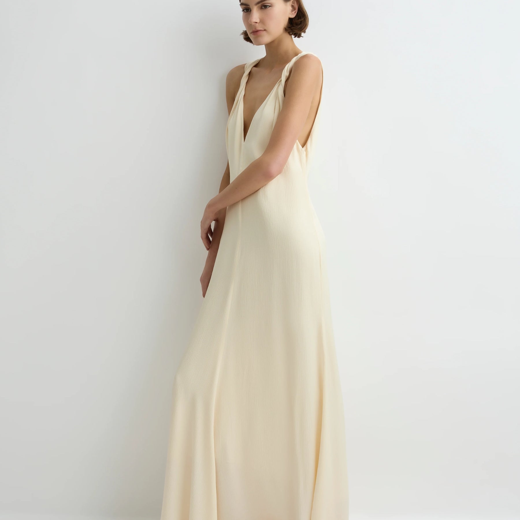 Bondi Born | Ardea Twist Shoulder Maxi Dress - Pearl