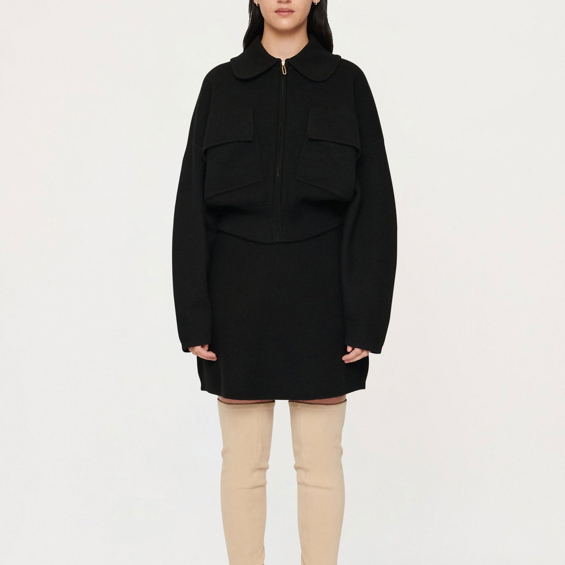 Clea | Camila Knit Bomber in Black | The UNDONE