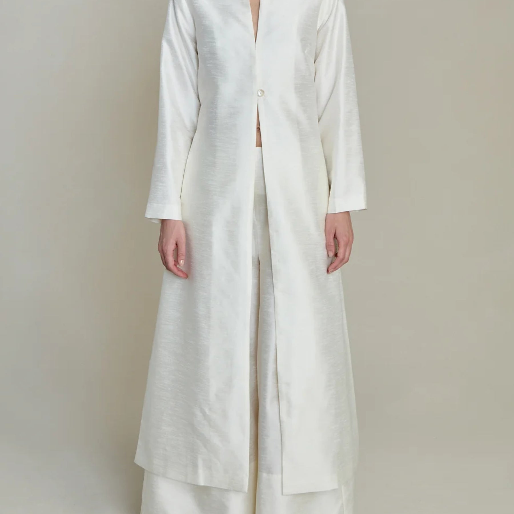 Chan Luu | Dupioni Collarless Coat White