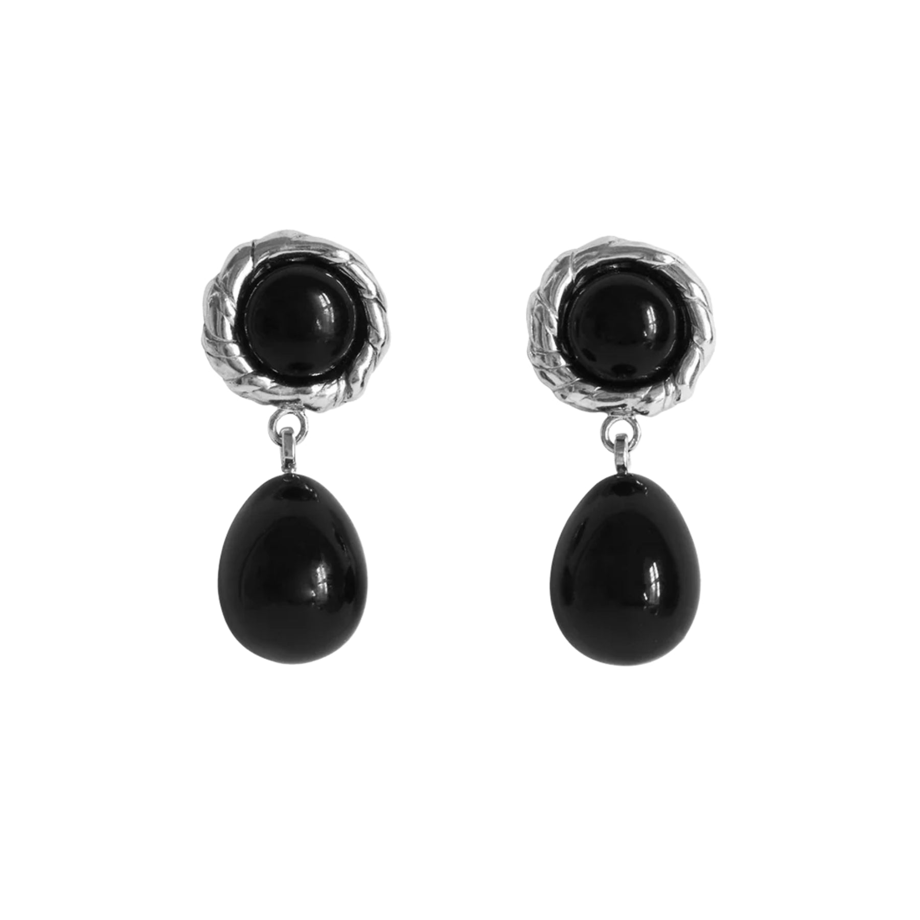 Corali Emma Earrings in Silver and Black Onyx