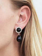 Corali Emma Earrings in Silver and Black Onyx