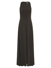 St. Agni Cut Away Maxi Dress in Black Olive