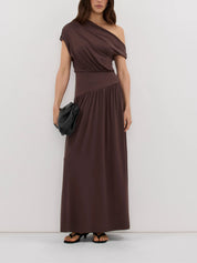 DISSH | Elsie Choc Modal Asym Maxi Dress