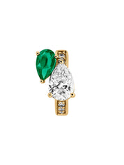 Dorsey 14K Yellow Gold Pear Lab Diamond and Petite Lab Emerald Huggie