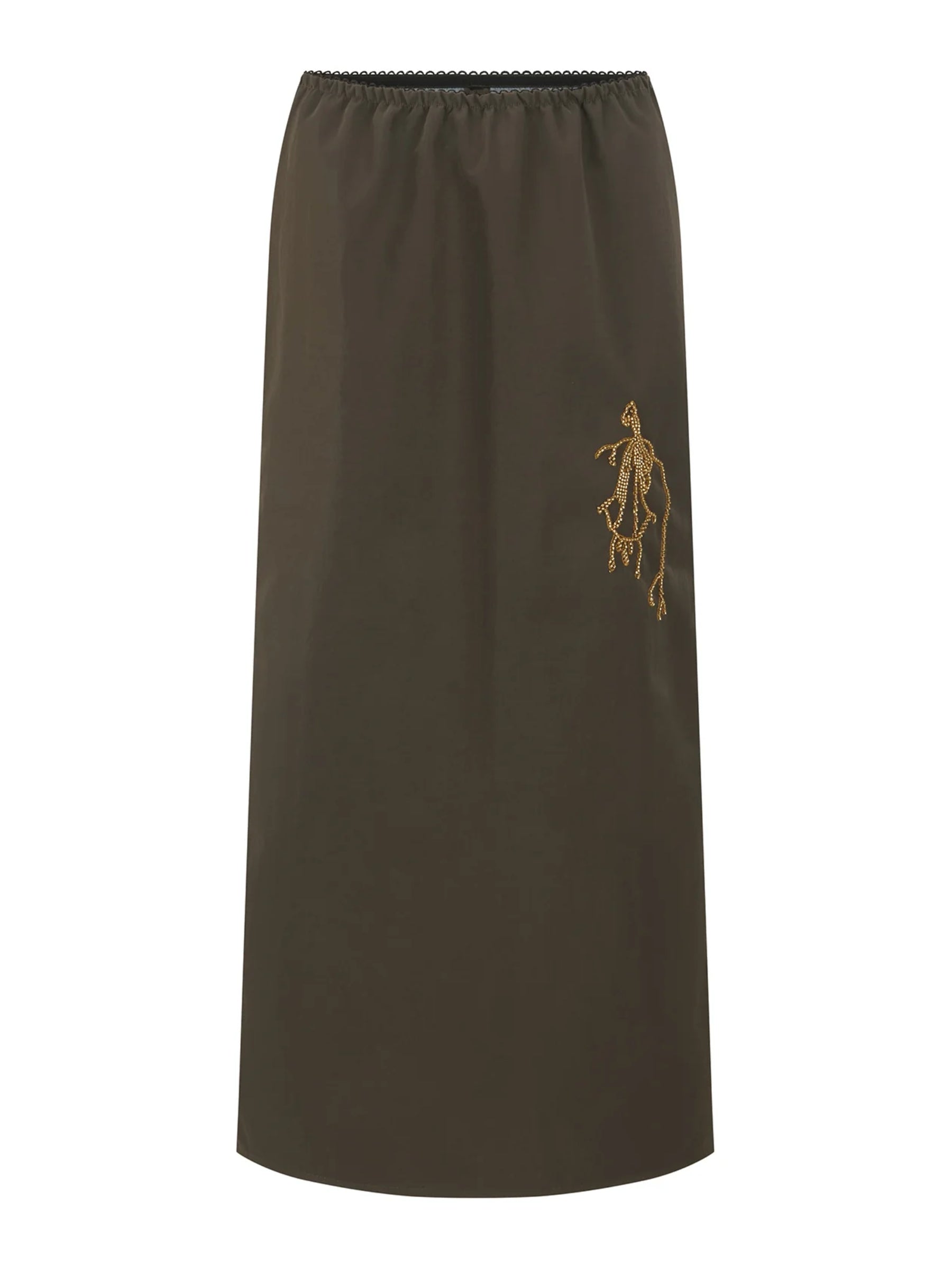 Harris Tapper |Camilla Skirt in Laminated Nylon in brown