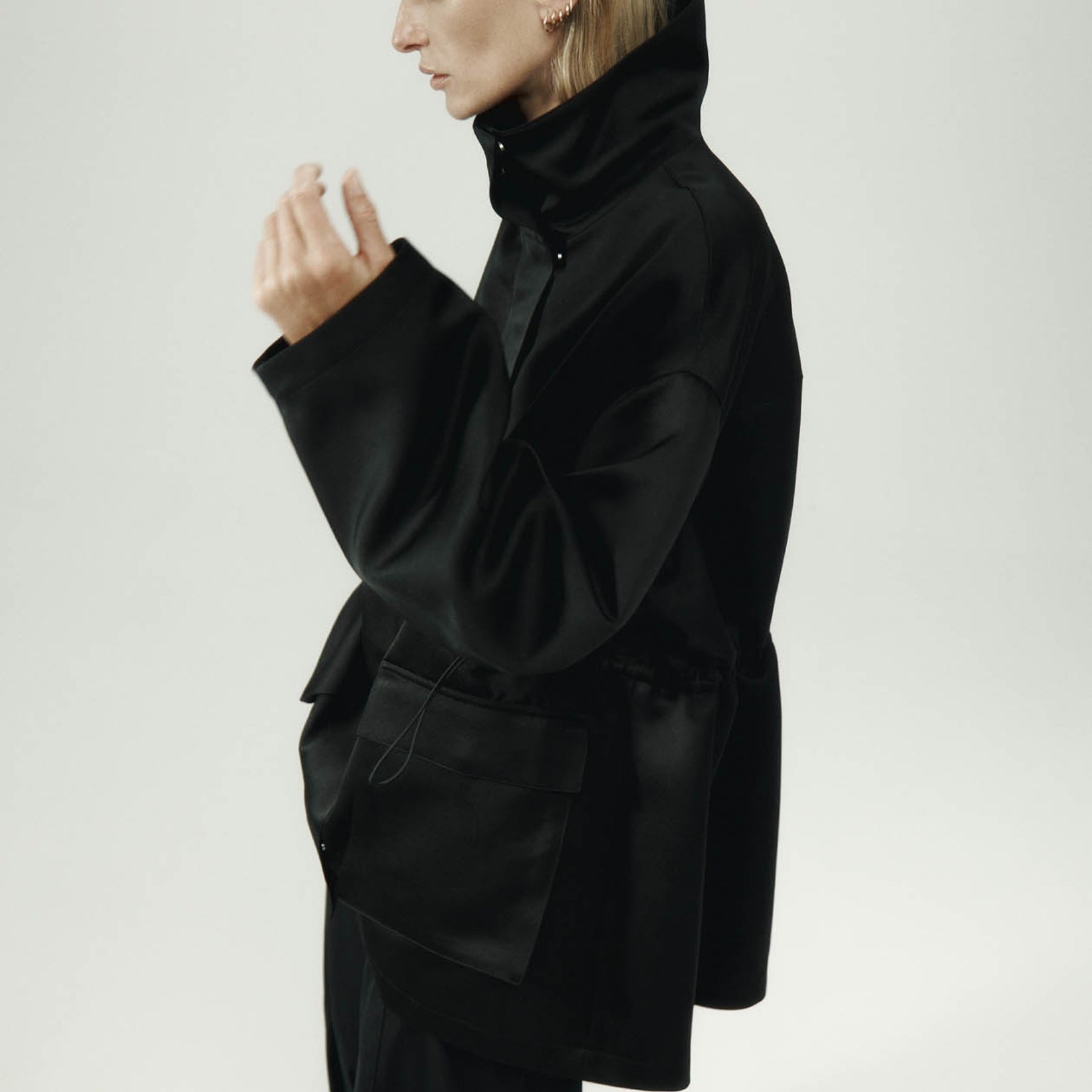 Harris Tapper Balmoral Parka in Black Satin