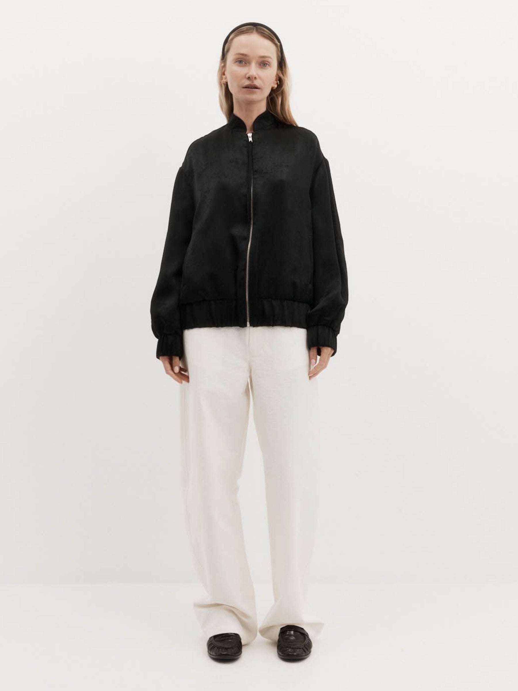 Harris Tapper Bram Jacket in black Jacquard Satin