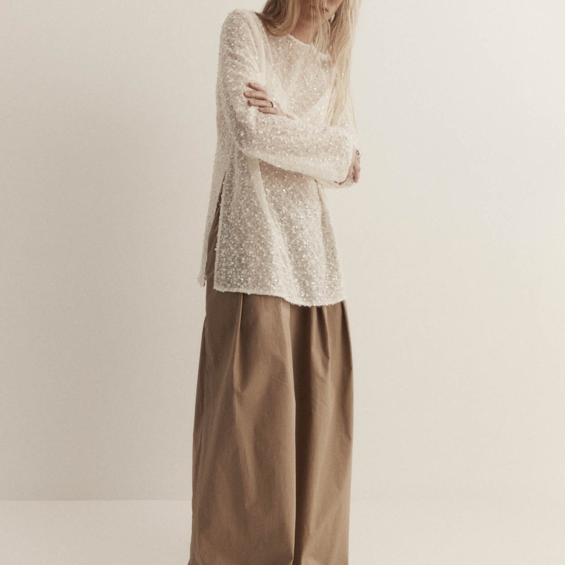 Harris Tapper Eva Top in Cream Sequin