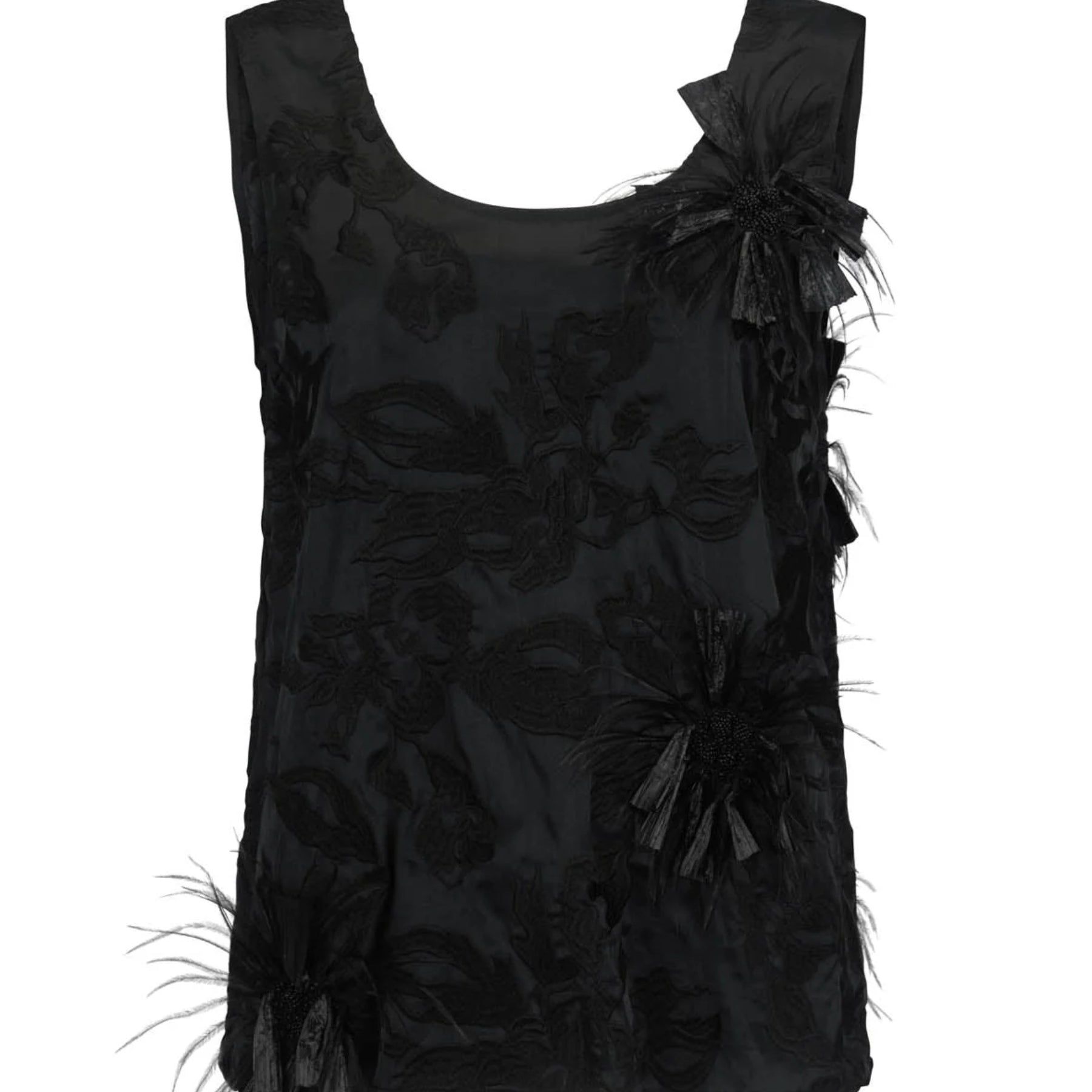 Harris Tapper Gigi Top in Feathered Embroidery in black