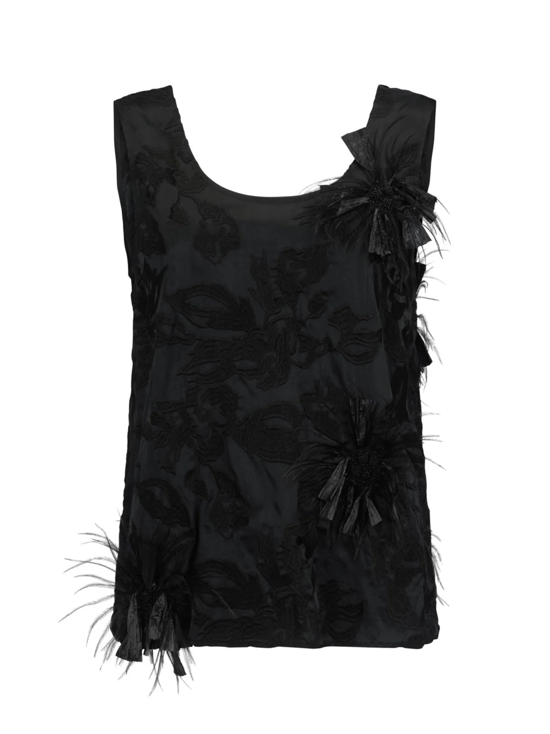 Harris Tapper Gigi Top in Feathered Embroidery in black