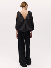 Harris Tapper Black Satin Knot Top