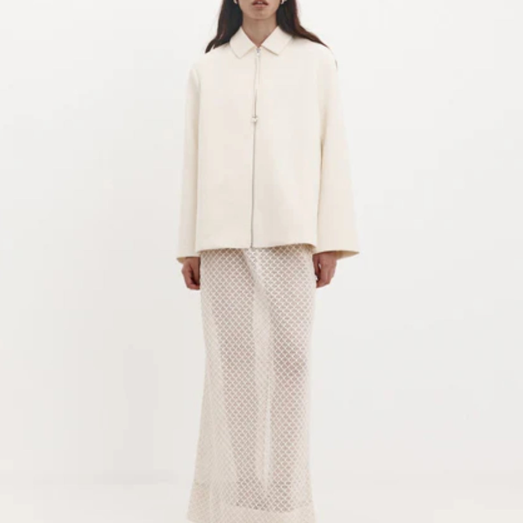 Harris Tapper Moon Jacket in Satin Faille in Ivory