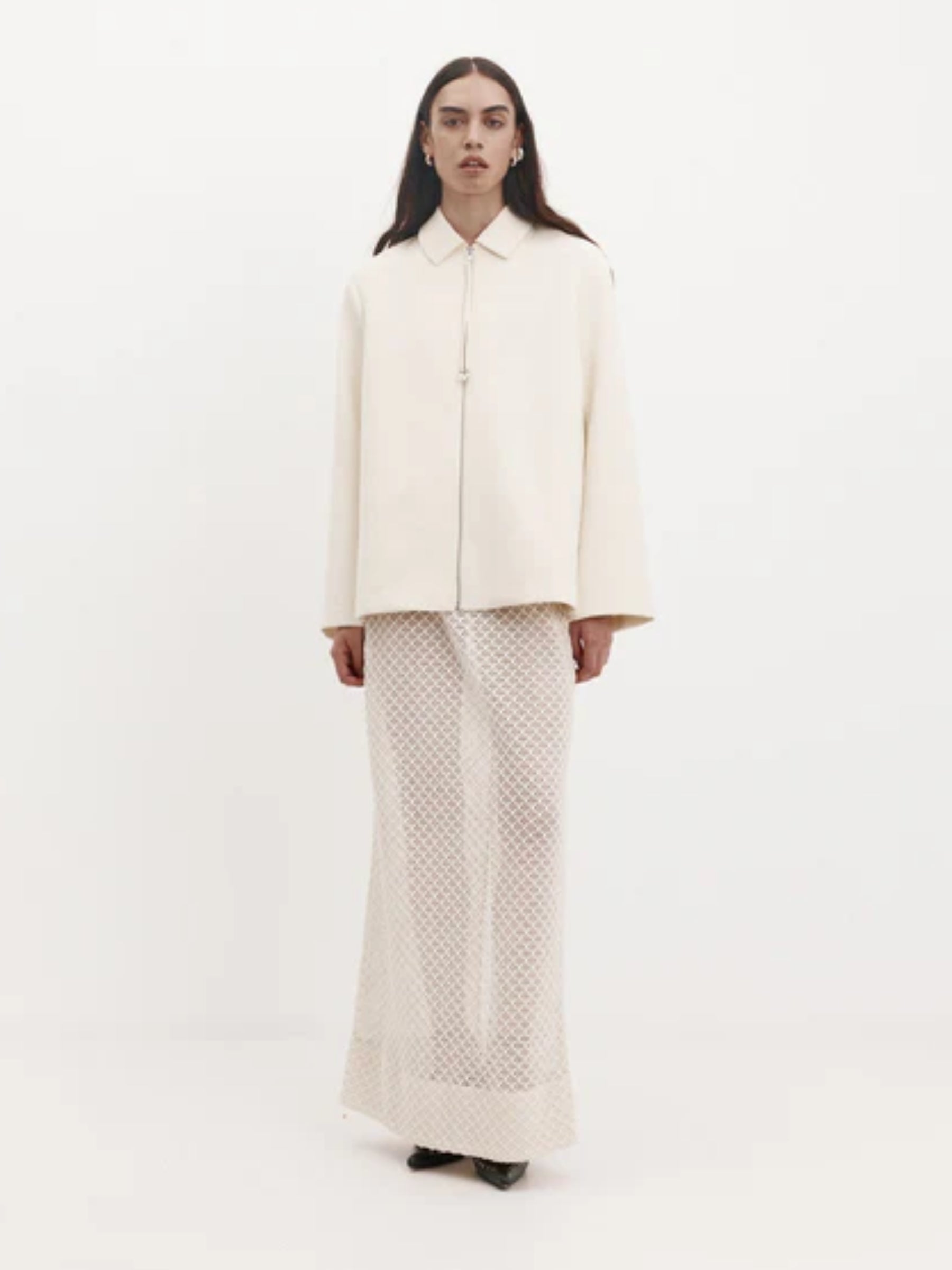 Harris Tapper Moon Jacket in Satin Faille in Ivory