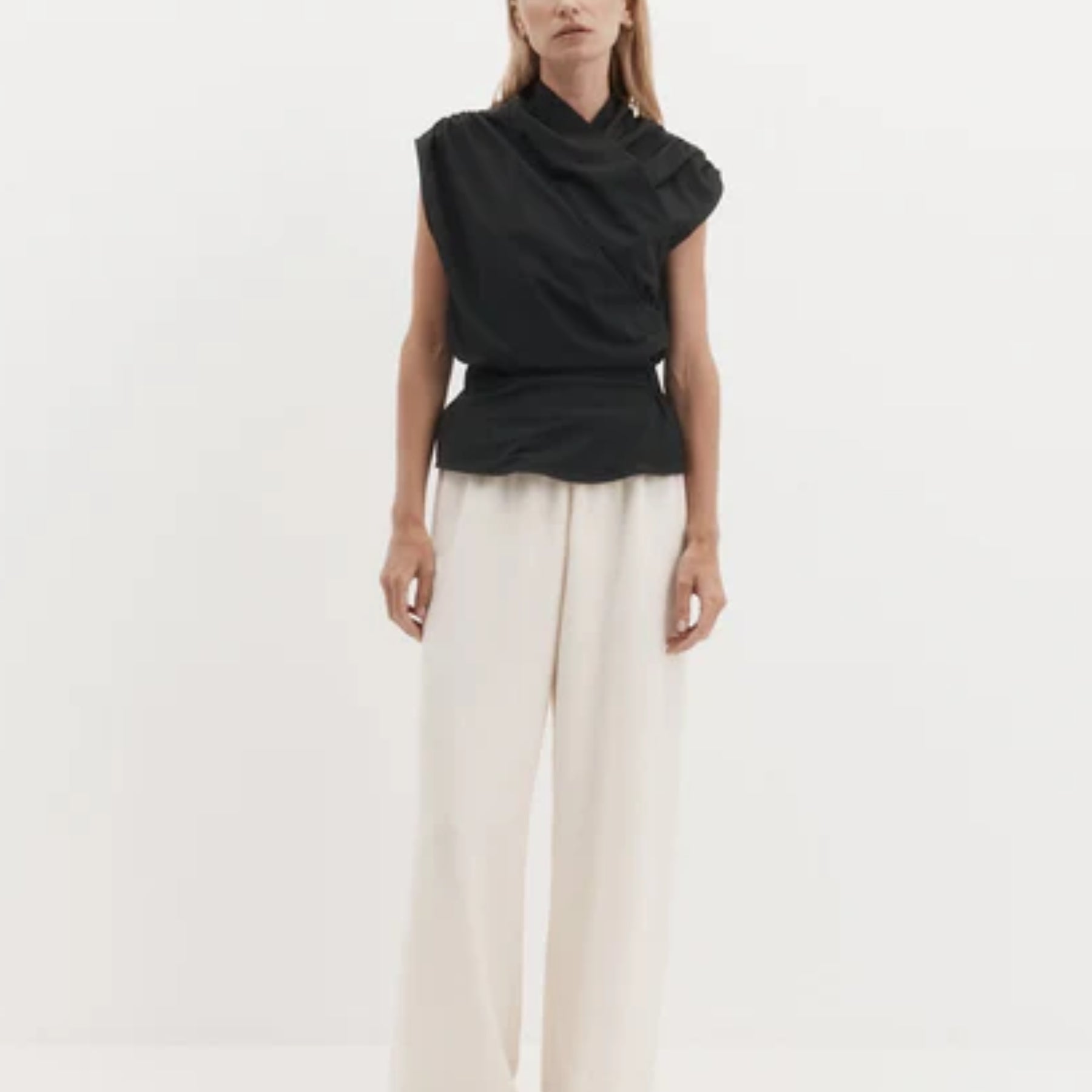 Harris Tapper Irving Trouser in Bone Drape Suiting