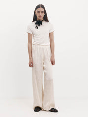Harris Tapper Irving Trouser in Ivory Jacquard Satin