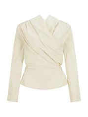 Harris Tapper | Long Sleeve Chaimberlain Top in Ivory Tech Taffeta
