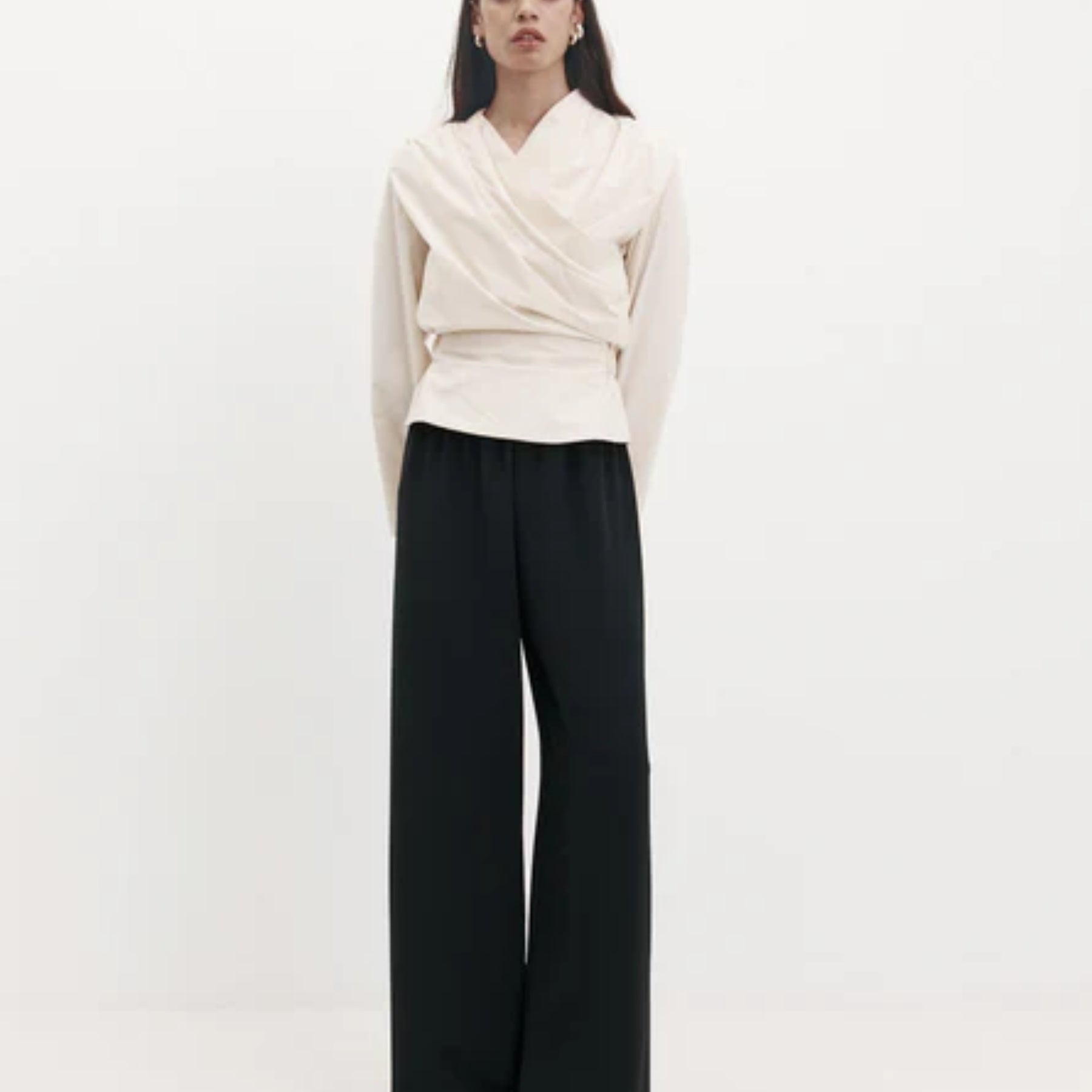Harris Tapper | Long Sleeve Chaimberlain Top in Ivory Tech Taffeta