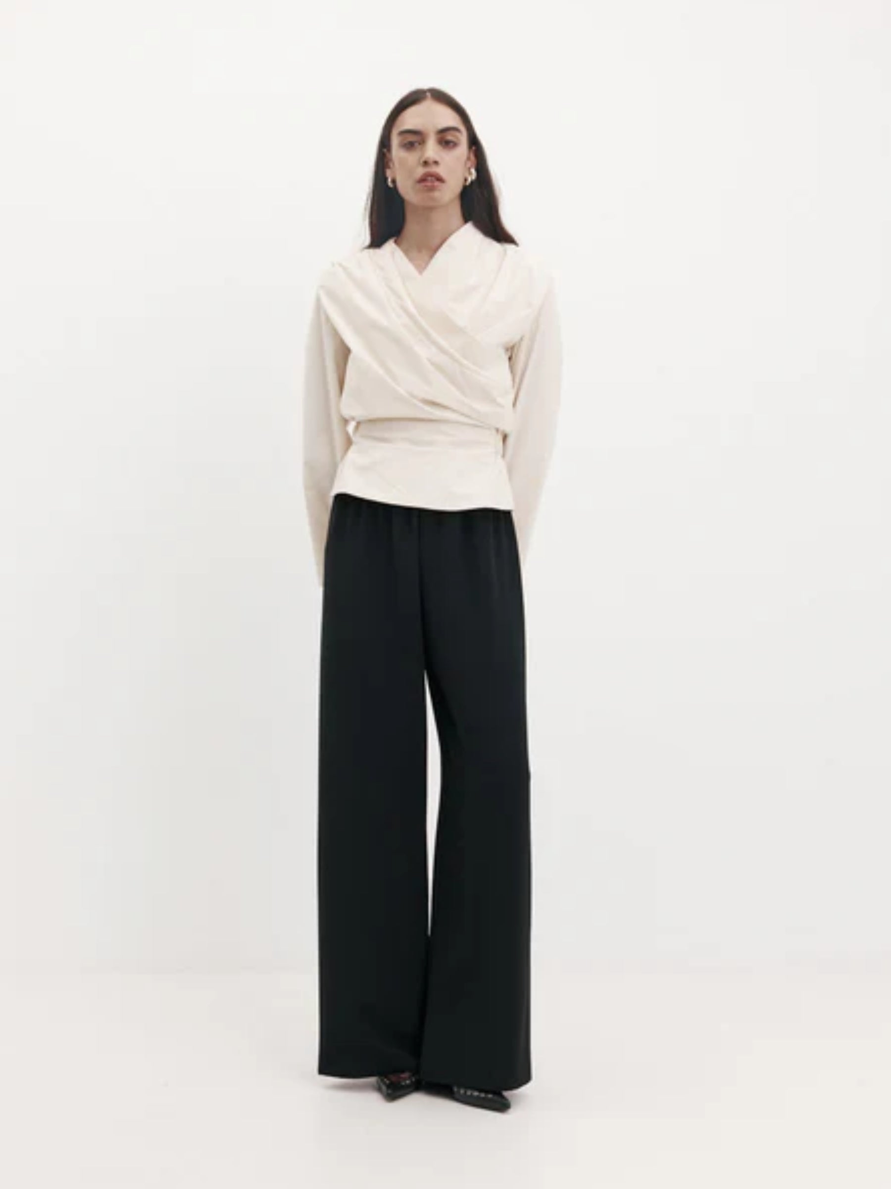 Harris Tapper | Long Sleeve Chaimberlain Top in Ivory Tech Taffeta
