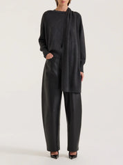 HENNE | Tori Scarf Knit in Black