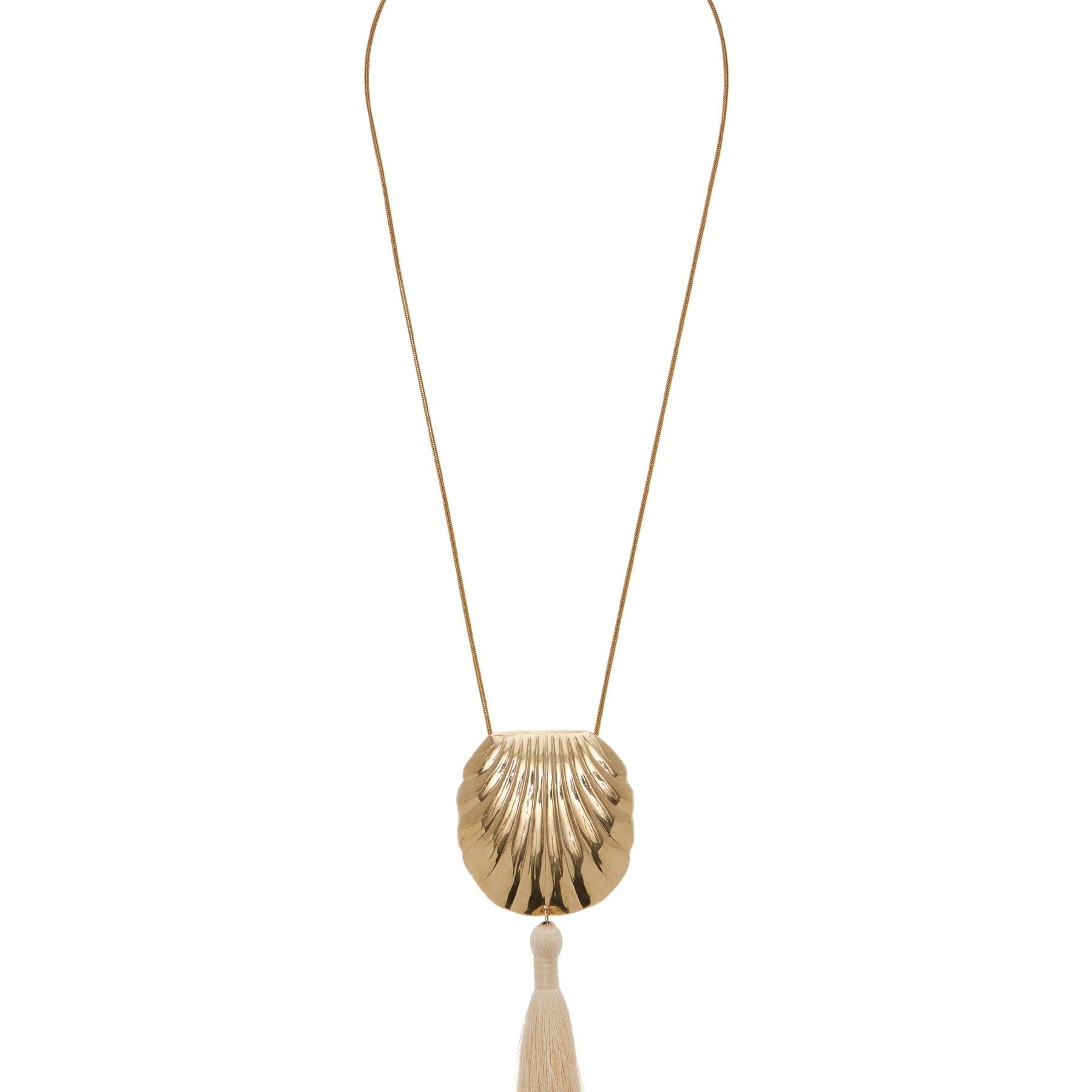 JUJU VERA Riviera Petra Tasseled Brass Necklace