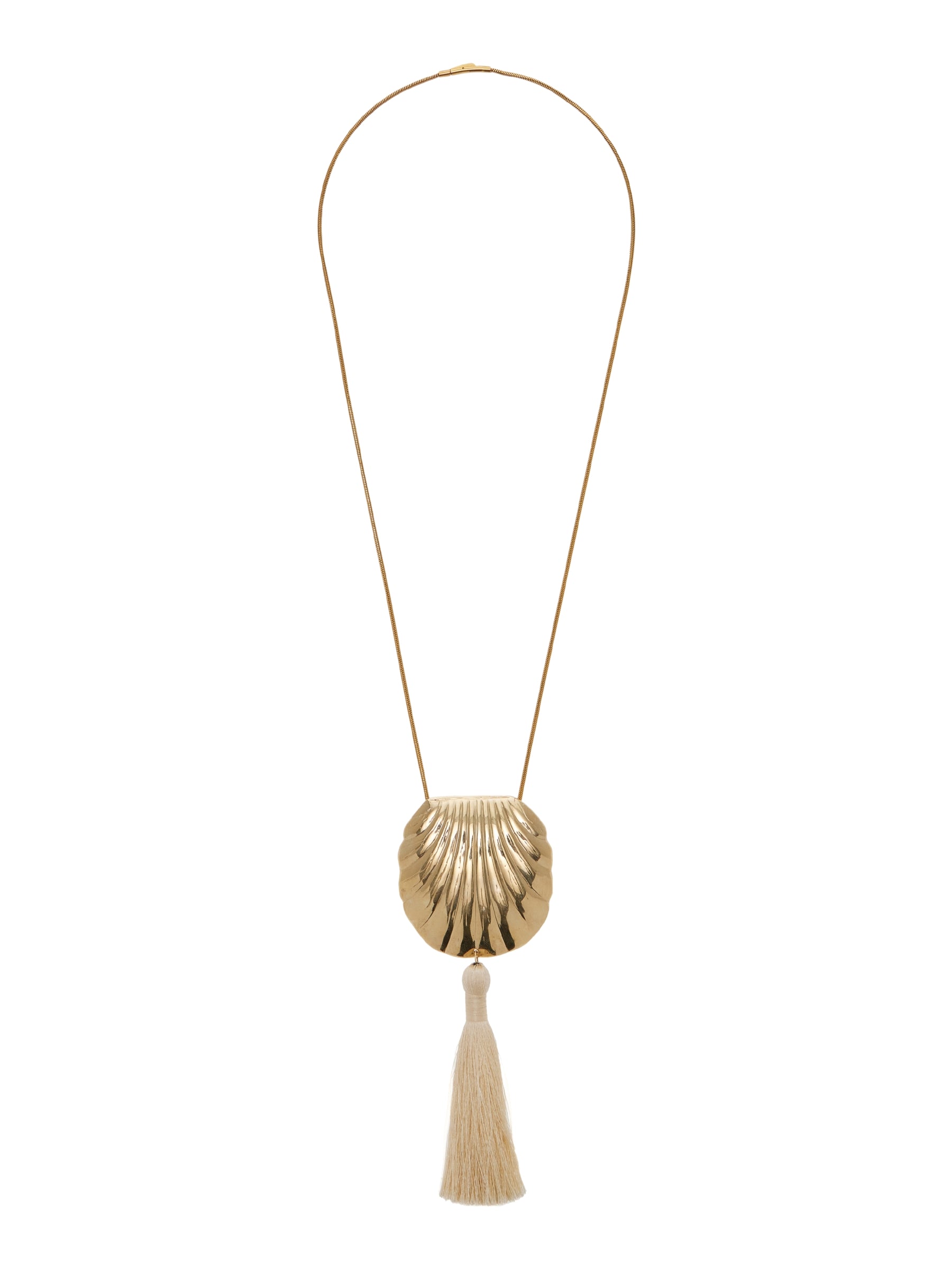 JUJU VERA Riviera Petra Tasseled Brass Necklace