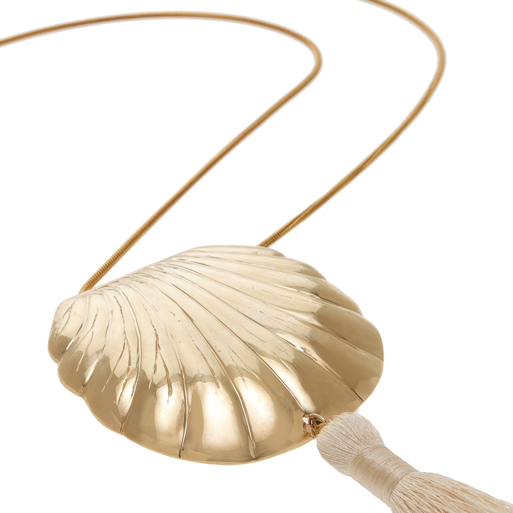 JUJU VERA Riviera Petra Tasseled Brass Necklace
