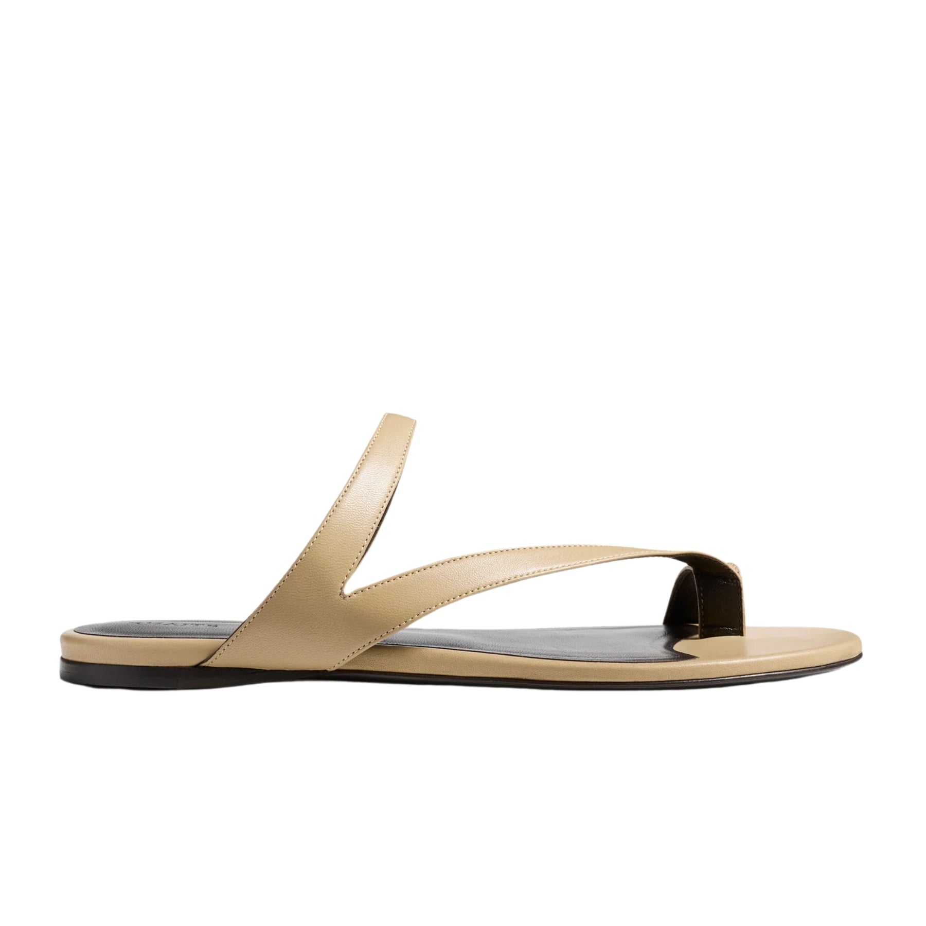 Khaite Aimee Flat Sandal in Beige Leather 