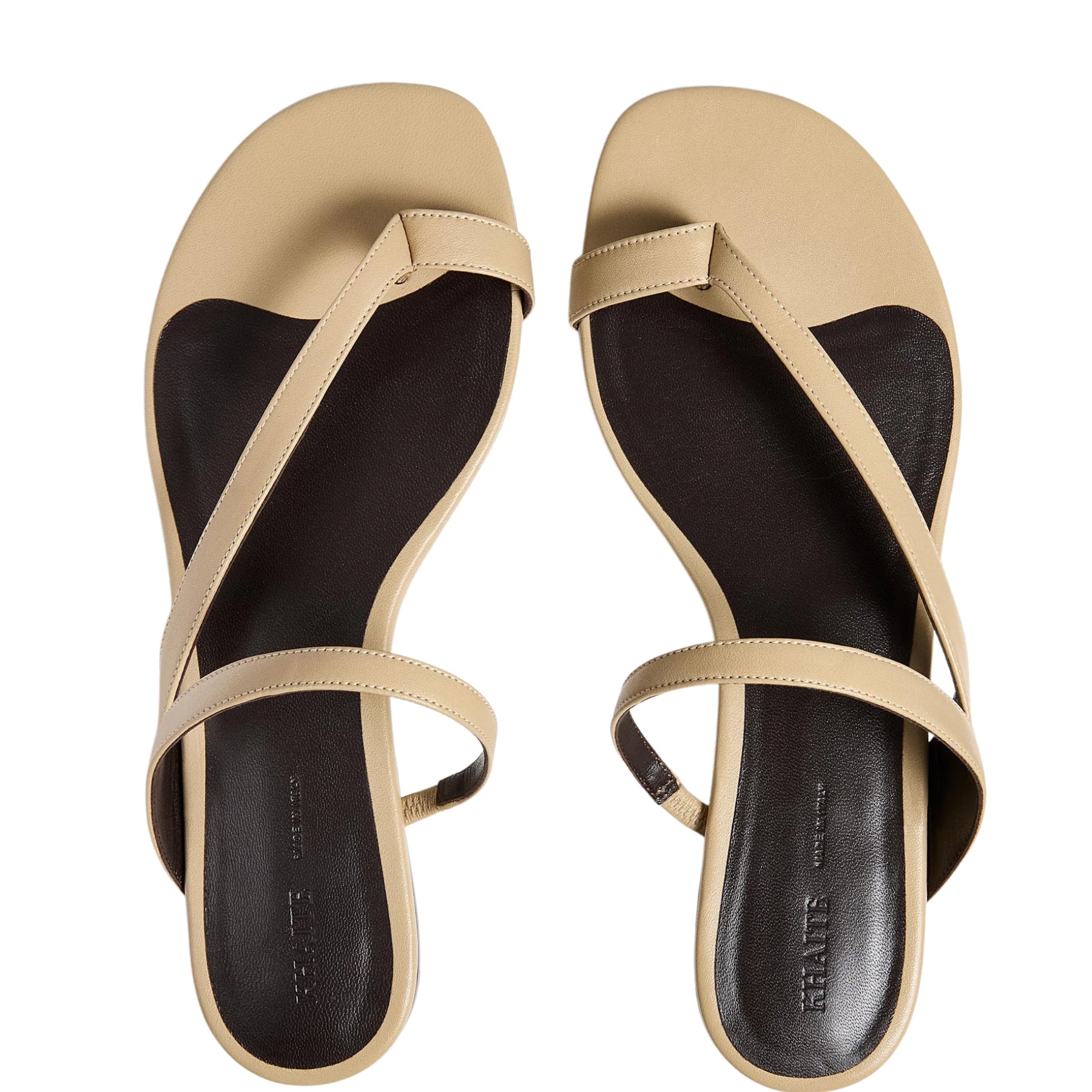 Khaite Aimee Flat Sandal in Beige Leather 