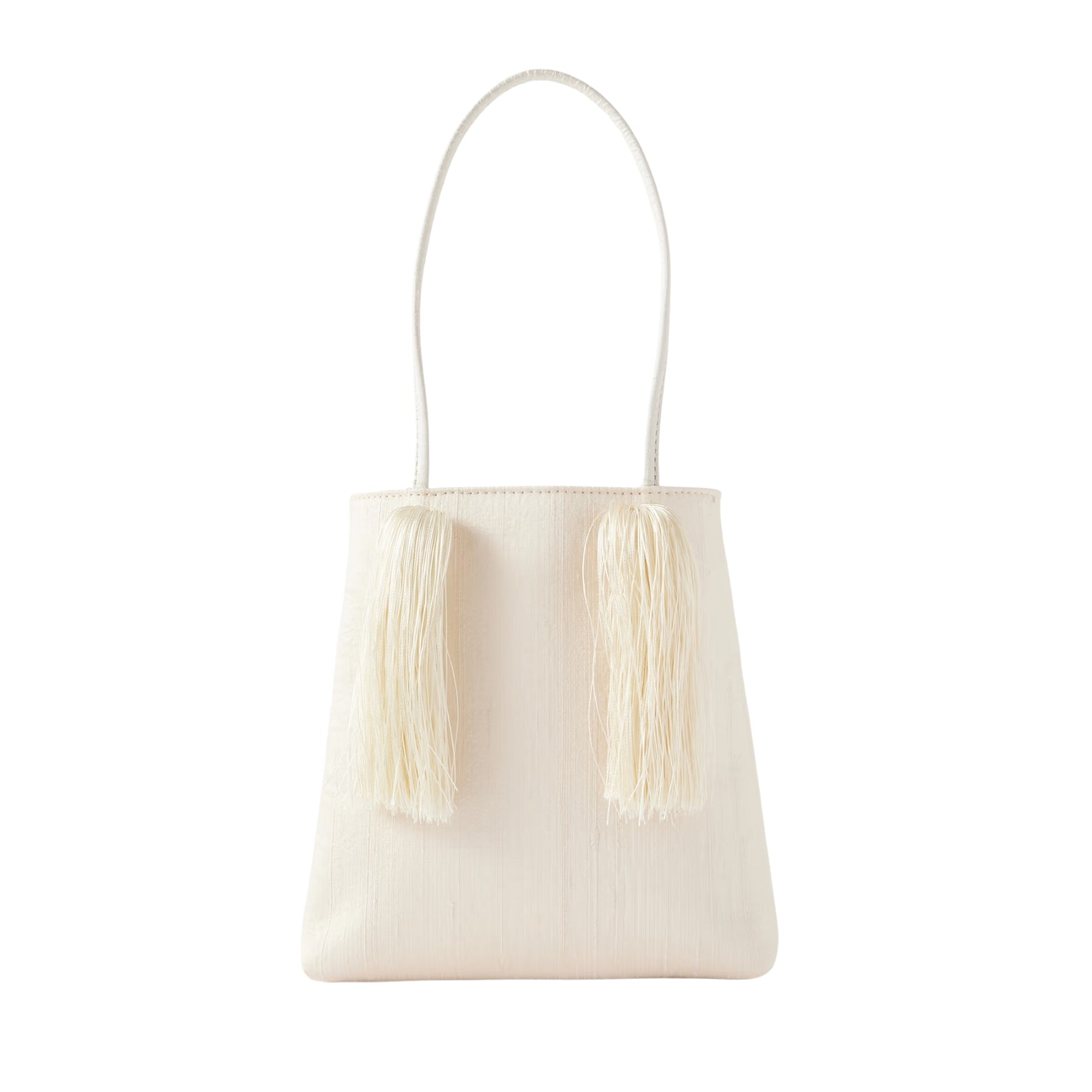 Le Sundial | Le Salon Ivory tasseled dupioni clutch