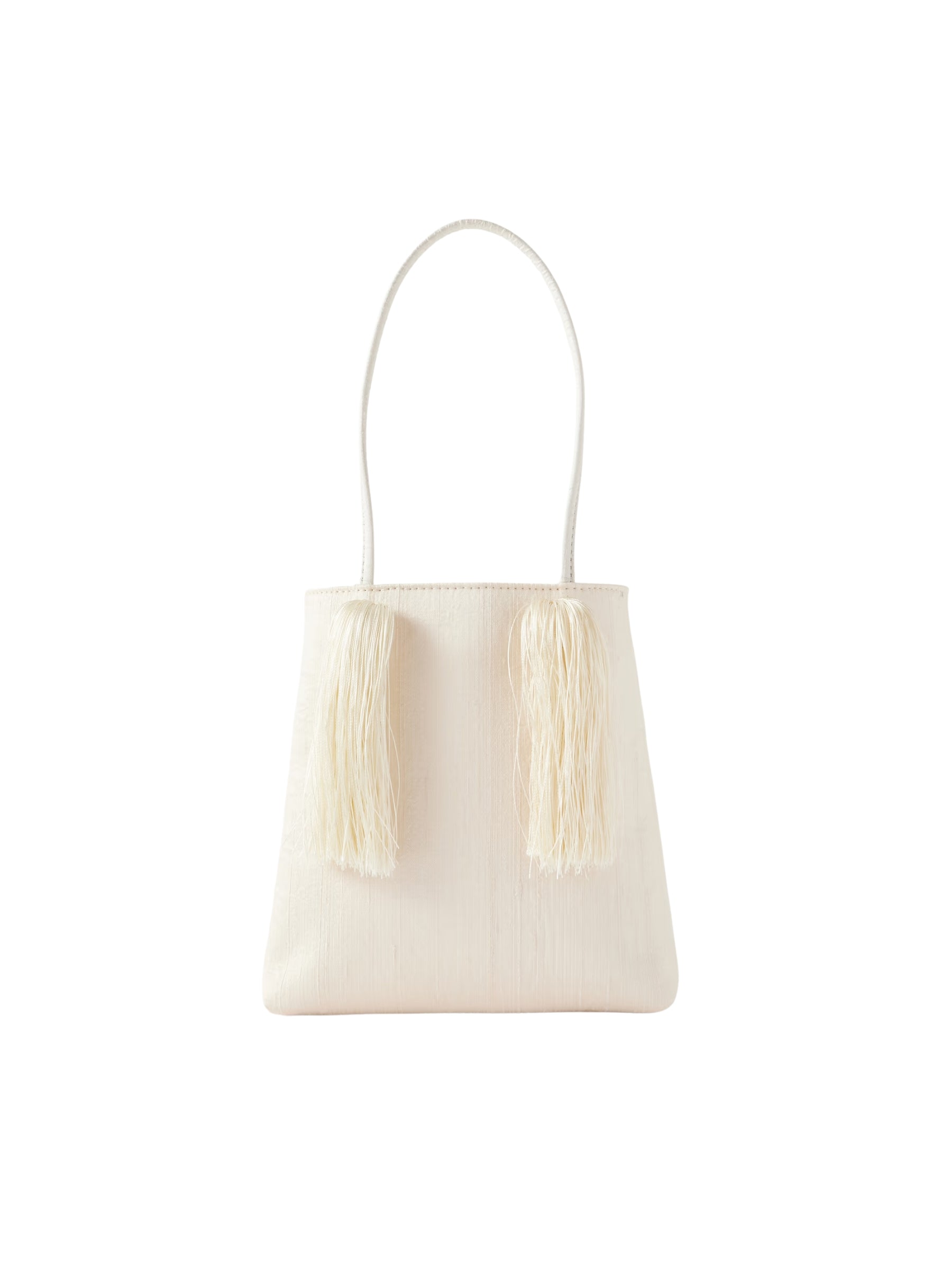 Le Sundial | Le Salon Ivory tasseled dupioni clutch