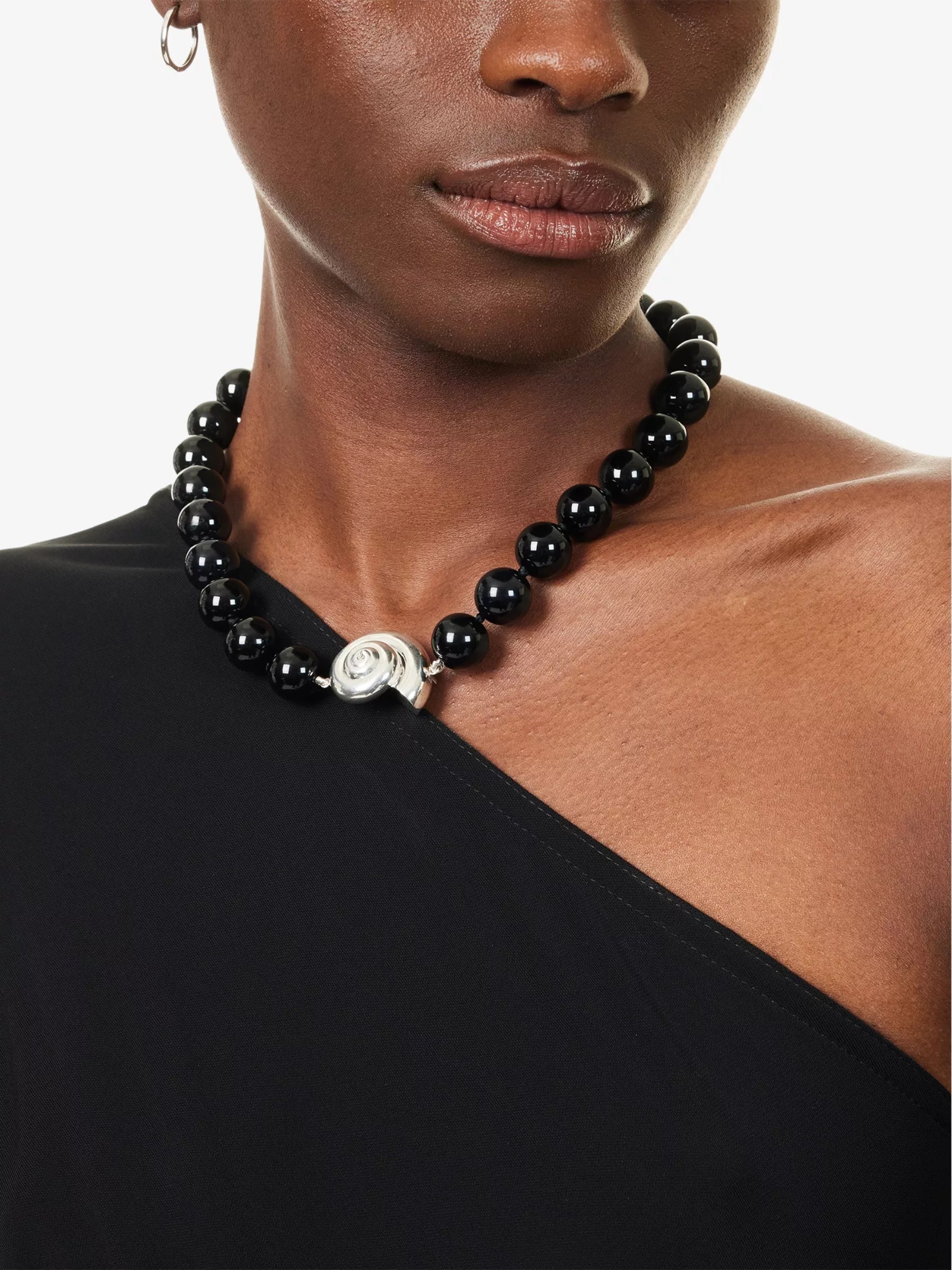 Le Sundial Nautilus Onyx Beaded Collar Necklace