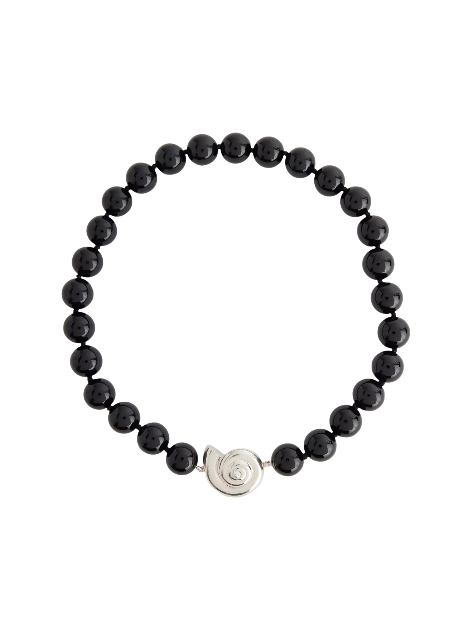 Le Sundial Nautilus Onyx Beaded Collar Necklace