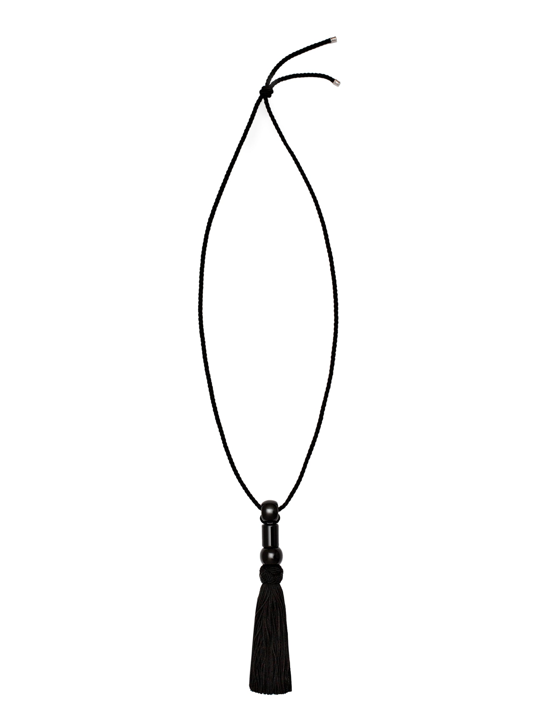 Le Sundial Trinity Onyx Tassel Necklace