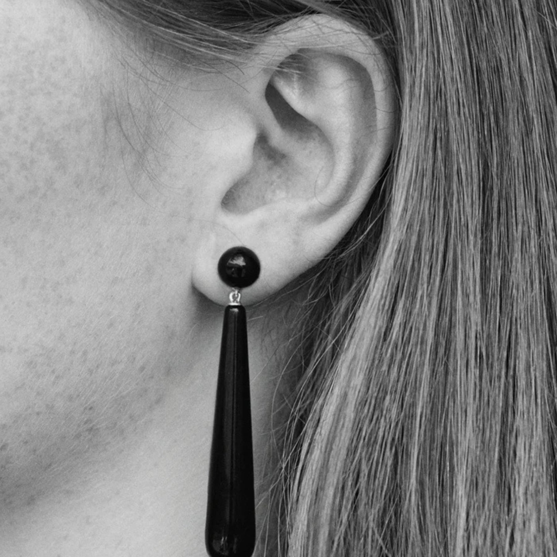 Lie Studio Louise Earrings in Black Onyx