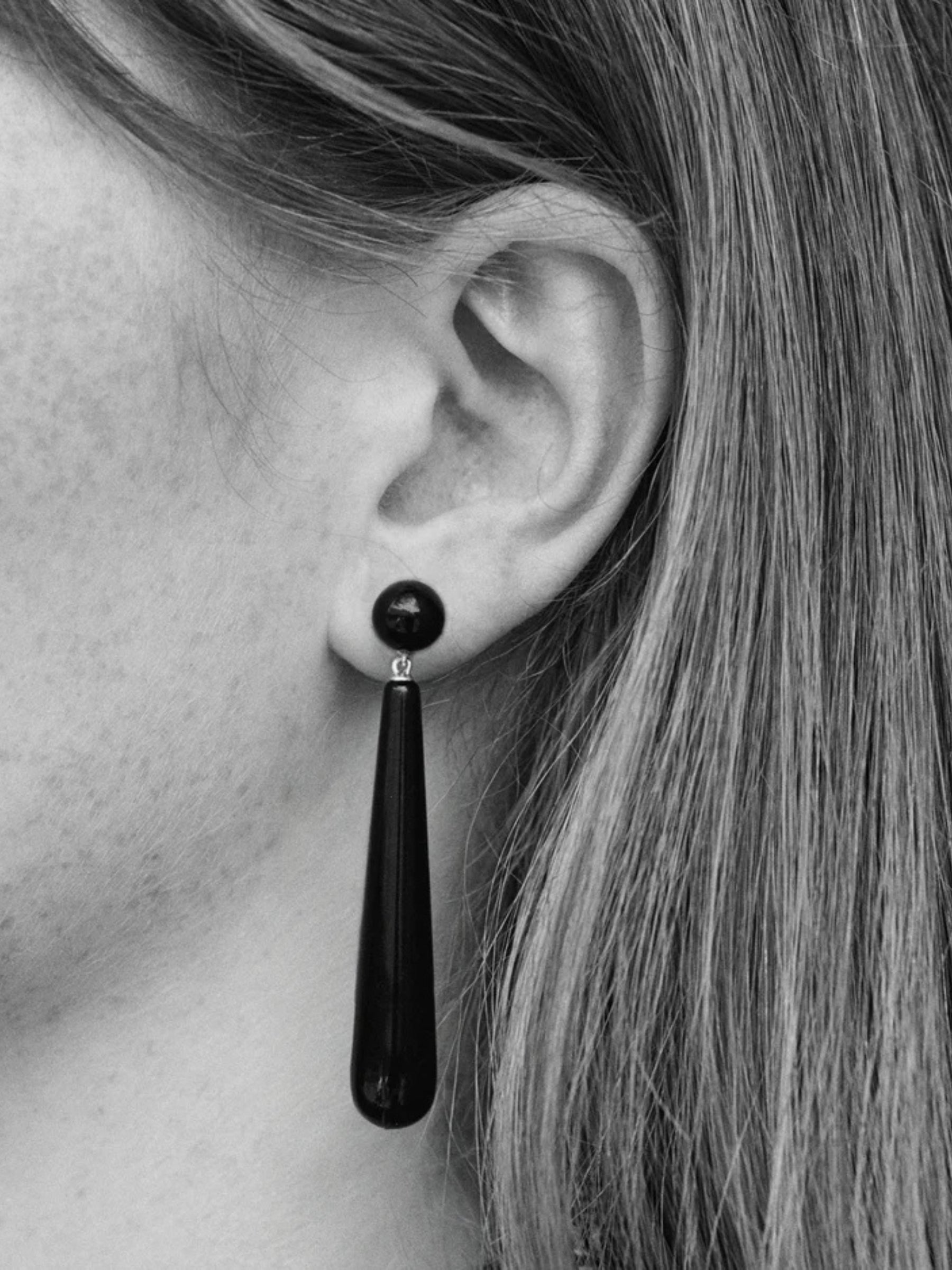 Lie Studio Louise Earrings in Black Onyx