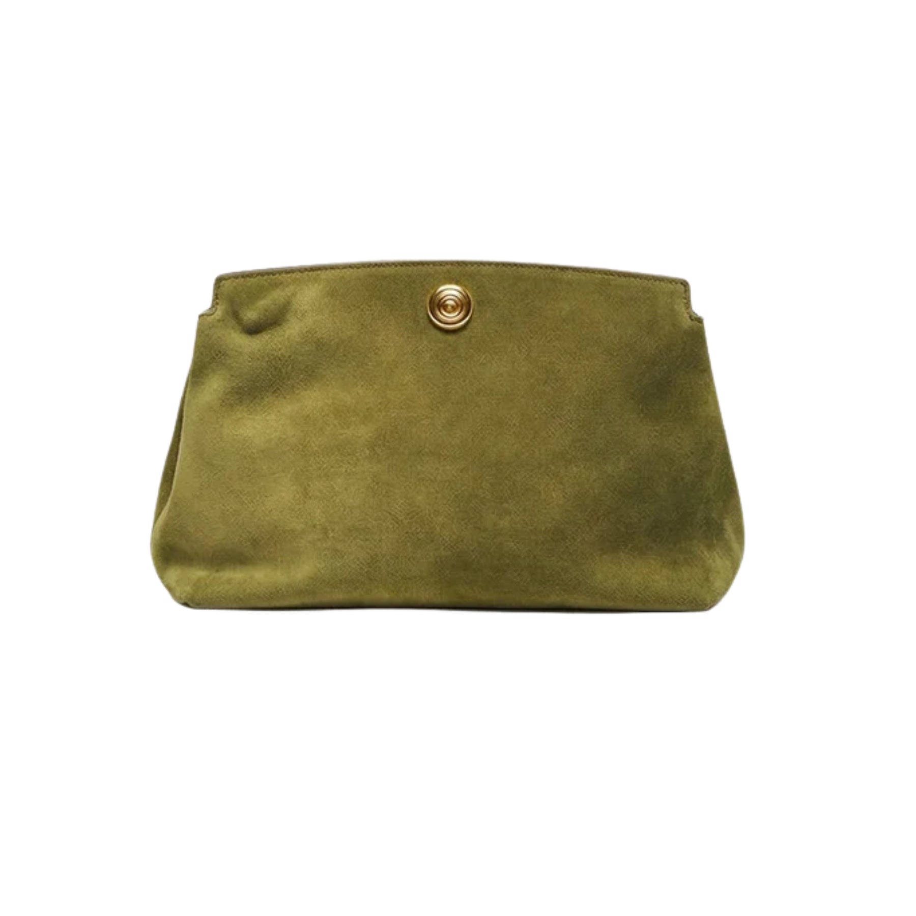 Liffner Pushlock Clutch in Army Green Suede
