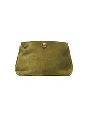 Liffner Pushlock Clutch in Army Green Suede
