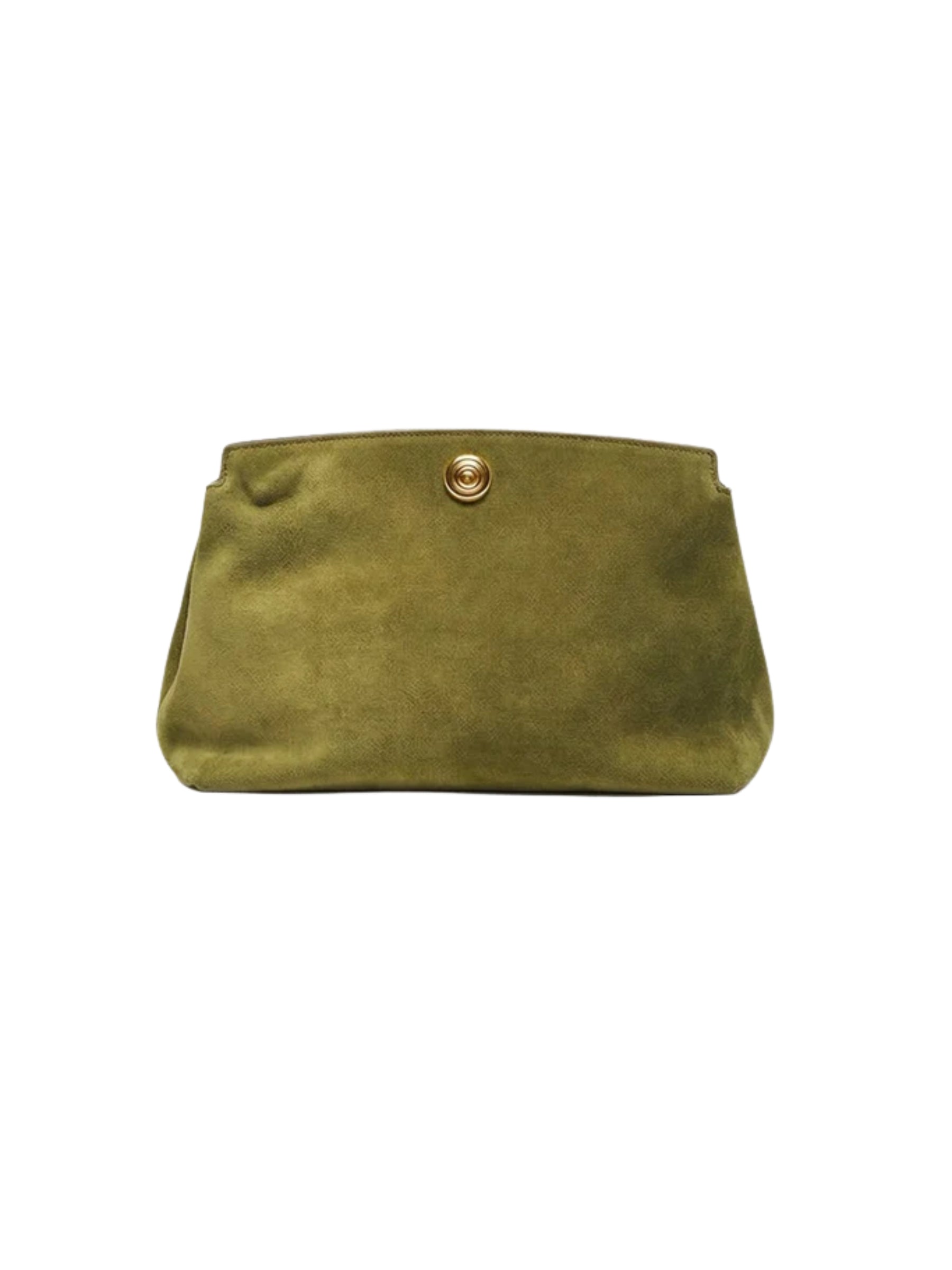 Liffner Pushlock Clutch in Army Green Suede