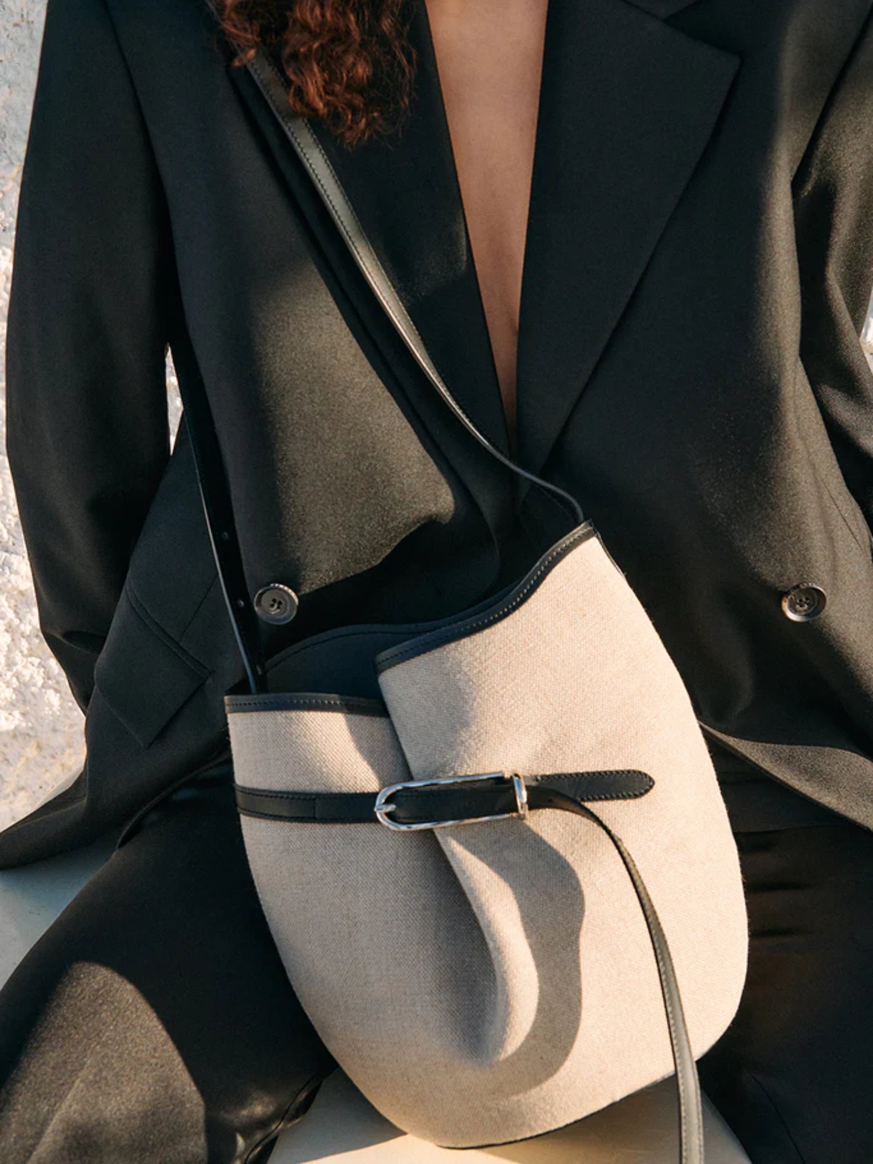 Liffner | Belted Bucket Bag in Canvas | The UNDONE